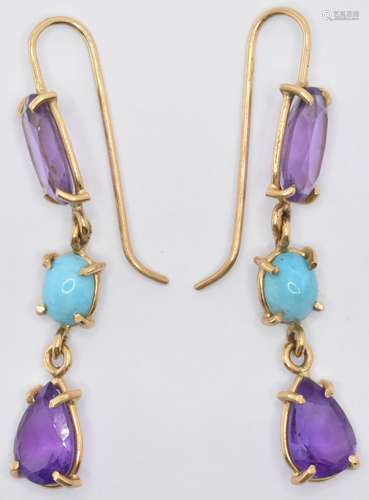 AMETHYST & TURQUOISE PENDANT EARRINGS