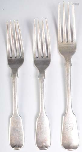 THREE 19TH CENTURY SILVER FORKS