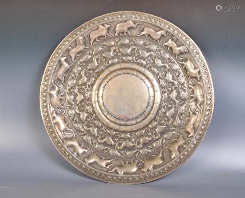 LARGE CONTINENTAL SILVER CHARGER PLATE.