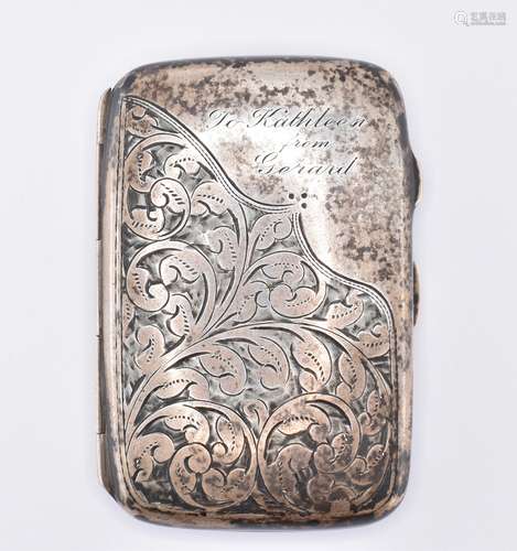 HALLMARKED SILVER 1920S ART NOUVEAU STYLE CIGARETTE CASE.