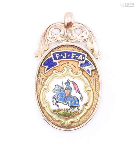 9CT GOLD ENAMEL PLAQUE PENDANT