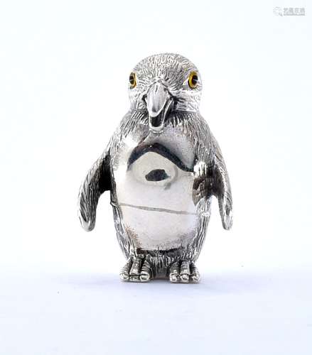 STERLING SILVER FIGURE OF A PENGUIN WITH MABER GLASS EYES