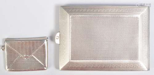 1920'S SILVER CIGARETTE CASE & SILVER STAMP CASE