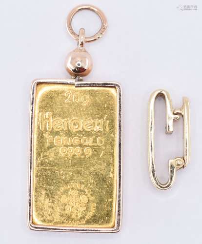 999 20G FINE GOLD INGOT PENDANT