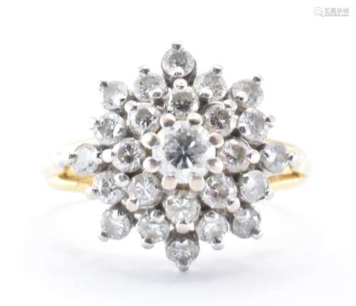 1970'S 18CT GOLD DIAMOND CLUSTER RING