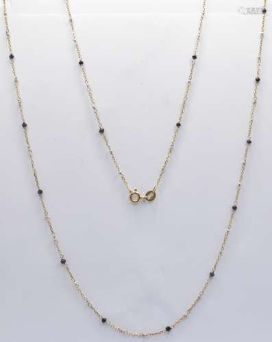 18CT GOLD SAPPHIRE AND PEARL NECKLACE CHAIN