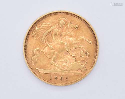 1902 EDWARDIAN 22CT GOLD HALF SOVEREIGN