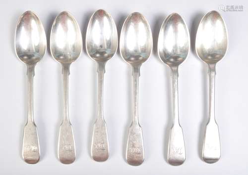 SET OF SIX VICTORIAN FIDDLE PATTERN SPOONS