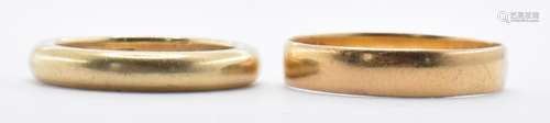 TWO GOLD WEDDING BAND RINGS