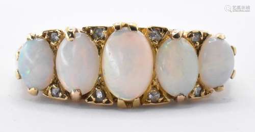 18CT GOLD AND OPAL FIVE STONE RING