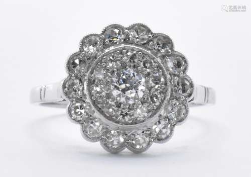 PLATINUM AND DIAMOND CLUSTER RING