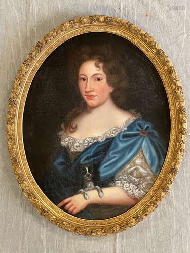 Ecole française fin XVIII° Portrait de dame de qualité et so...