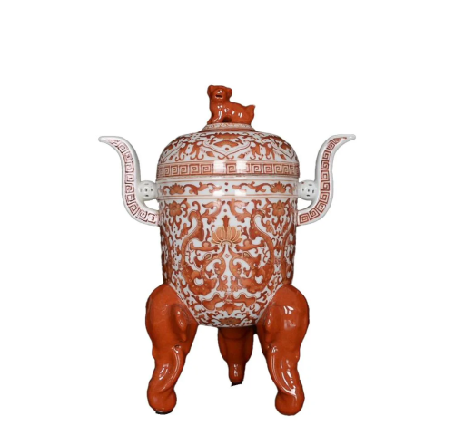 IRON-RED 'CHILONG' INCENSE BURNER