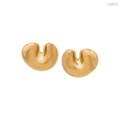 TIFFANY & CO., YELLOW GOLD 'LILYPAD' EARCLIPS