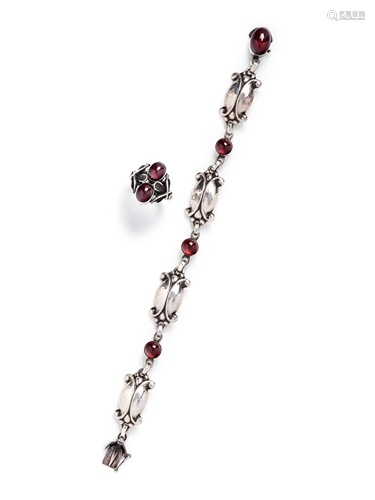 GEORG JENSEN, COLLECTION OF STERLING SILVER AND GARNET