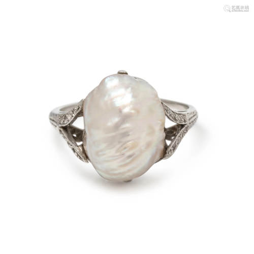ANTIQUE, PEARL AND DIAMOND RING
