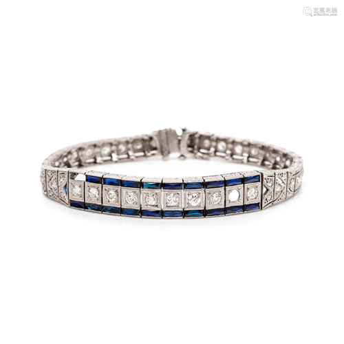 DIAMOND AND SYNTHETIC SAPPHIRE BRACELET