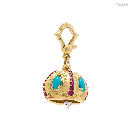 PAUL MORELLI, TURQUOISE AND RUBY 'RAJA MEDITATION BELL'