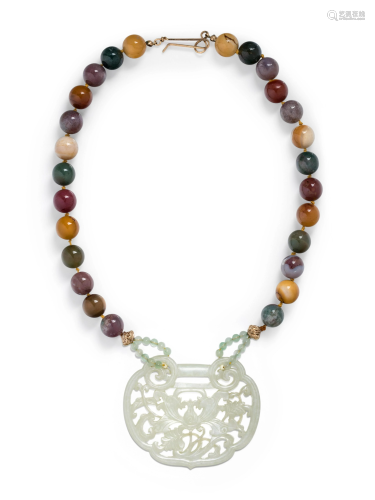 HARDSTONE AND NEPHRITE NECKLACE