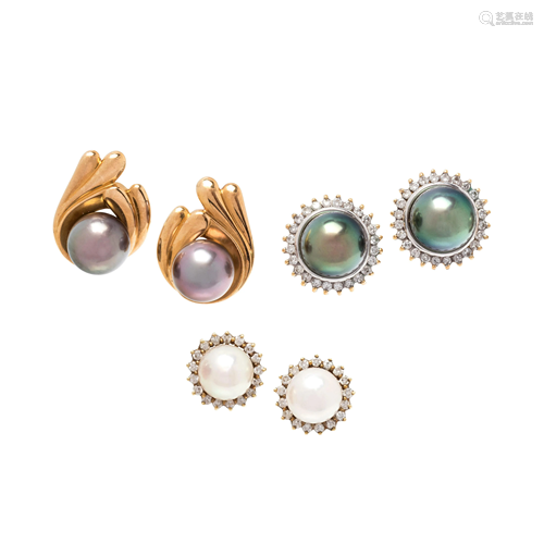 COLLECTION OF CULTURED PEARL EARRINGS