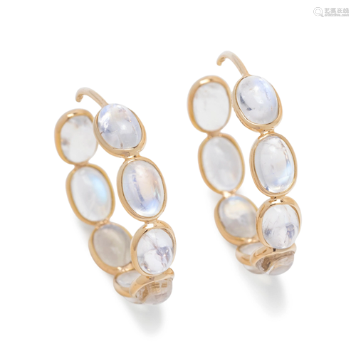 MOONSTONE HOOP EARRINGS