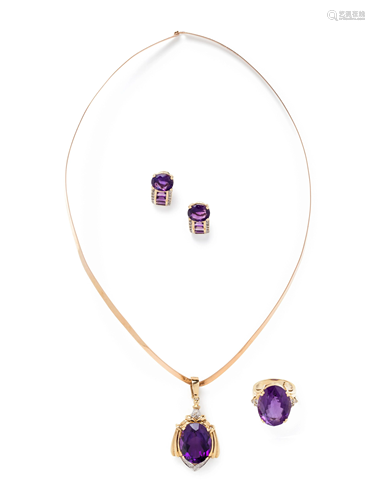 AMETHYST AND DIAMOND SET