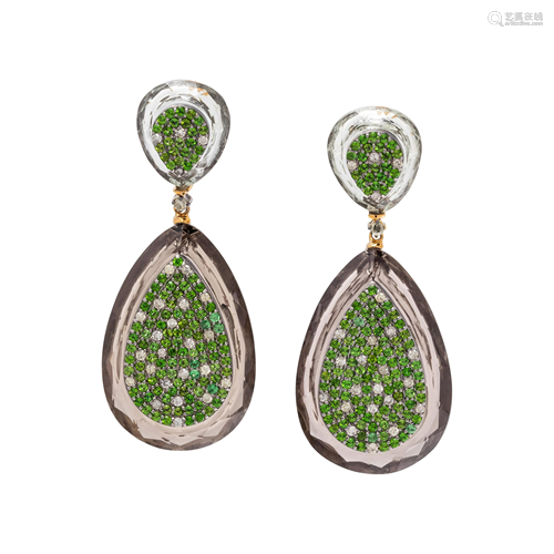 GEMSTONE AND DIAMOND EARRINGS