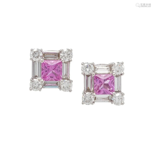 PINK SAPPHIRE AND DIAMOND EARRINGS