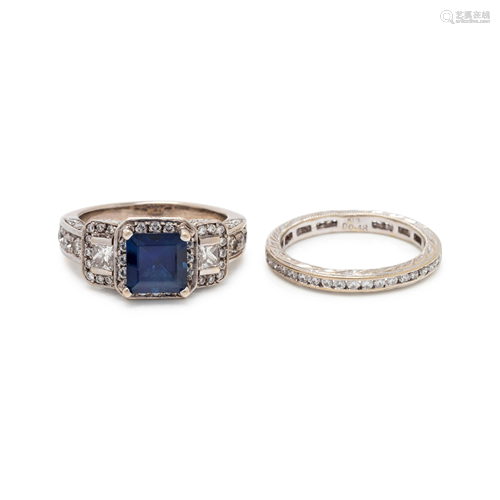 SAPPHIRE AND DIAMOND RING SET