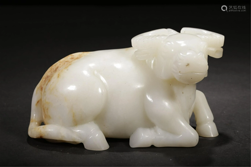 A WHITE JADE CARVING OF BUFFALO