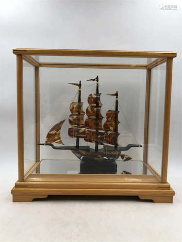 A TORTOISESHELL DECORATIVE SAILING BOAT