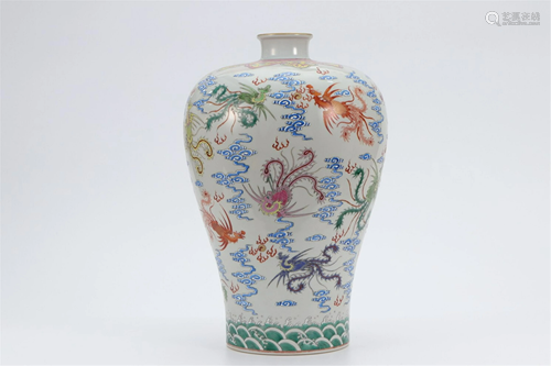 A FAMILLE ROSE PHOENIX VASE