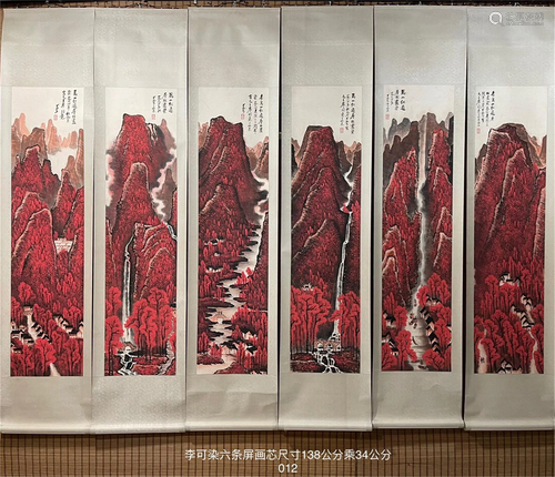 SIX CHINESE SCROLL PAINTINGS OF AUTUMN SCENERY