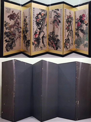 A FIVE FOLDING CHINESE PAINTING ALBUM OF FLOWERS