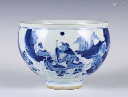 A BLUE AND WHITE FIGURES STORY BOWL