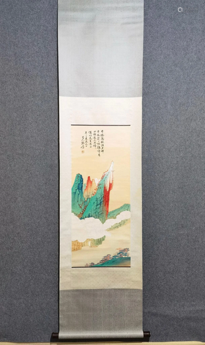 A CHINESE LANDSCAPE PAINTING HANGING SCROLL