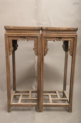 PAIR OF HUANGHUALI SQUARE TABLE STANDS