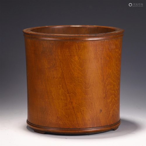 A HARDWOOD BRUSH POT