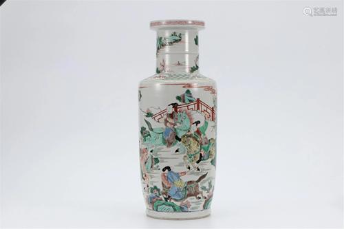 A WUCAI FIGURES STORY VASE