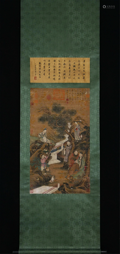 A CHINESE SILK PAINTING DEPICTING THE EIGHT IMMORTALS