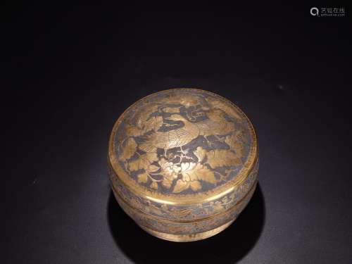 旧藏-银鎏金“鸳鸯”盖盒