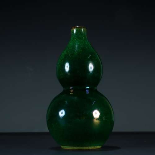 旧藏 孔雀绿 葫芦瓶