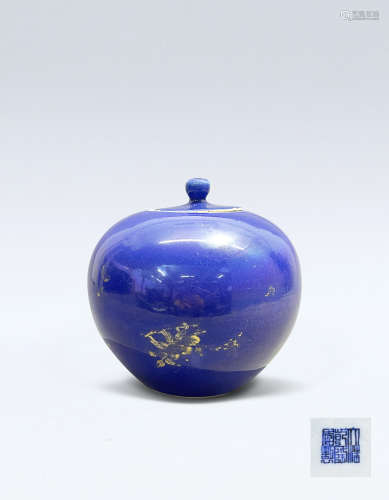 清乾隆蓝釉描金茶叶罐（1736-1799）