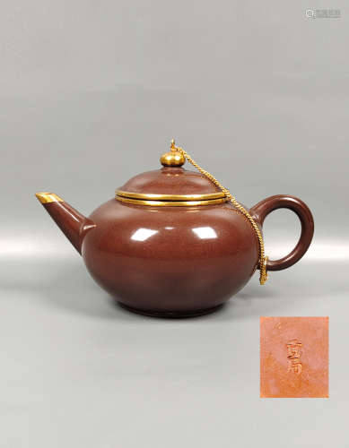 清磨光包金宜兴紫砂壶(1644-1912)