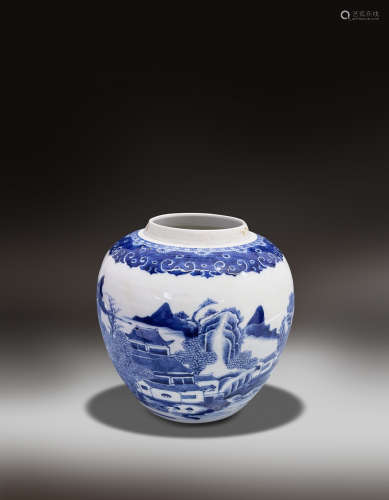 清乾隆青花山水纹罐（1736-1799）