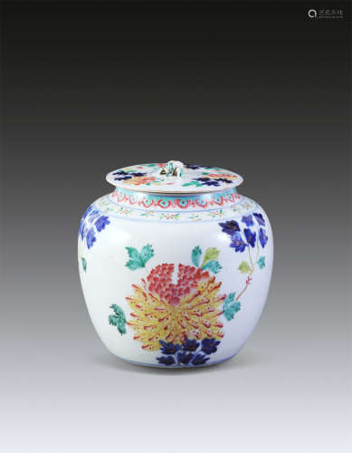 清代青花粉彩牡丹盖罐(1644-1912)