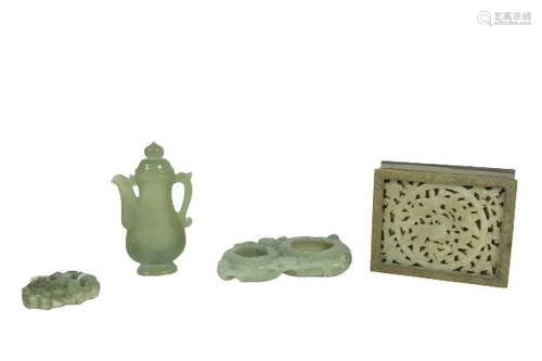 GROUP CHINESE JADE STONE DECORS