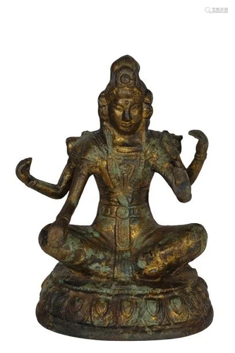 THAI BUDDHA,GILTED CAST METAL SCULPTURE