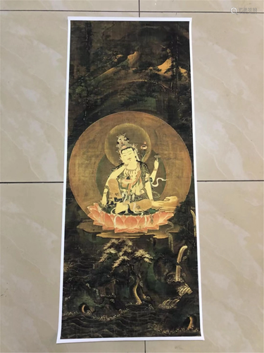 A JAPANESE MONASTERY THANGKA OF BUDDHA