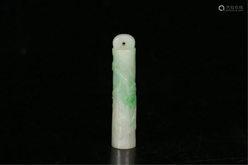 A CARVED JADEITE ARROW TUBE